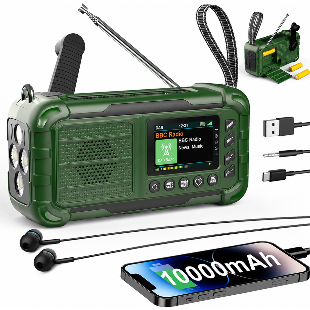 Hand Crank Solar AM FM DAB Wea - Solar Emergency Charger 评论和价格